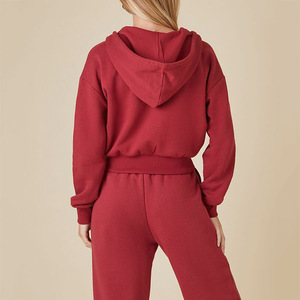 Top corto deportivo con cremallera completa para mujer, conjunto de Sudadera con capucha para mujer, conjunto de Hip Hop personalizado barato en el precio - Product Image 5