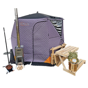 Paquete Combinado de Carpa Sauna de 2 Personas, Diseño Hexagonal de Apertura Automática Rápida de Triple Capa, Tela de Poliéster Oxford - Product Image 1