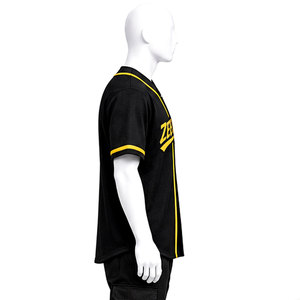 Camiseta de Béisbol 2026 para Hombre, Negra y Amarilla, de Malla, Manga Corta, Transpirable, con Botones al Frente, Nombre del Equipo Impreso, Ropa Deportiva para Adultos - Product Image 3