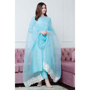 Ensemble chemise en mousseline de soie, dupatta et pantalon Bliss Desire pour le printemps/été - Product Image 5