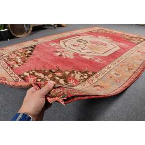 Tapis Vintage en Laine Turque Classique Rouge Marron 5.2 X 8.2ft Large Surface Rectangle Patchwork Design Support en Latex pour Entrée Couloir - Product Image 5