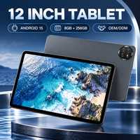 YPORANGECHENG P96 Tablet PC Android 15 12 Inci T616 Octa Core 32GB RAM 256GB ROM 2K FHD 4G LTE