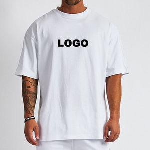 Camiseta de gran tamaño 100 algodón sólido talla grande impresión personalizada bordado Oem Logo hombres entrenamiento gimnasio camiseta manga corta Camisetas - Product Image 2