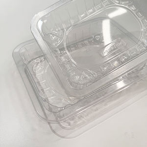 Nampan plastik <span class=keywords><strong>PET</strong></span> thermoforged transparansi tinggi 100% dapat didaur ulang nampan makanan RPET bening - Product Image 5