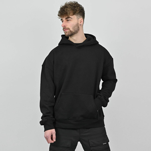 เสื้อฮู้ดผ้าคอตตอนฟลีซของผู้ชายน้ำหนักมากเสื้อใส่วิ่งจ๊อกกิ้งผ้า100% โอเวอร์ไซส์ออกแบบโลโก้ได้ตามที่ต้องการ - Product Image 5