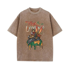 Venta al por mayor en blanco liso 100% algodón tela cuello redondo manga corta peso pesado Vintage ácido lavado esencial hombres camiseta para hombres - Product Image 1