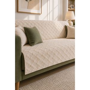 Housse de canapé beige 100% polyester antidérapante avec motif barbe - Product Image 2