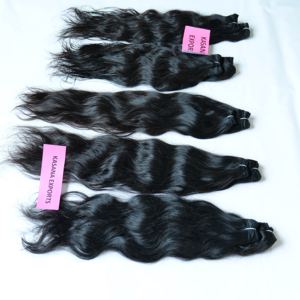 Color natural negro mujeres barato indio 100% virgen procesamiento ninguno al por mayor máquina de trenzado doble trama extensiones de cabello humano - Product Image 2