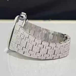 Último lujo Micro ajuste Iced Hip Hop Bling reloj de pulsera hombres personalizado Acero inoxidable VVS Moissanite diamante - Product Image 3