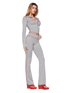 ชุดวอร์มกีฬาผู้หญิงแบบมีฮู้ดผ้าฟลีซระบายอากาศสำหรับฤดูใบไม้ร่วงและฤดูหนาว พิมพ์โลโก้ได้ตามต้องการ  2 ชิ้น ไซส์พลัส สำหรับออกกำลังกาย วิ่ง และเล่นกีฬา - Product Image 3