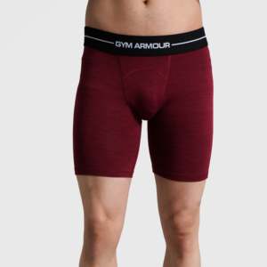 Boxers de compression ajustés pour hommes GA, taille mi-haute, bordeaux, taille XL, en tissu tissé et tricoté avec élasthanne, style slip avec logo à la taille - Product Image 1