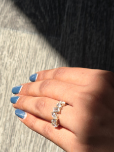 Lab Grown <b>Diamond</b> <b>Ring</b> In 14K 18K Yellow Gold | Oval Center <b>Diamond</b> With Half Moon Side Stones | Women Engagement Fine Jewelry - Product Image 6