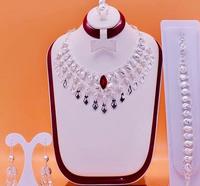Ensemble collier et boucles d'oreilles plaqué or 24 carats, fait main, design classique, bijoux de mode pour cadeau d'anniversaire pour femme