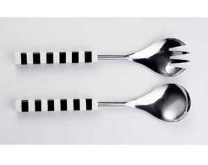 Dernier design ensemble de service à salade en acier inoxydable ensemble d'outils à salade personnalisés avec manche en résine cadeau de Noël vaisselle couverts cuillère fourchette - Product Image 4