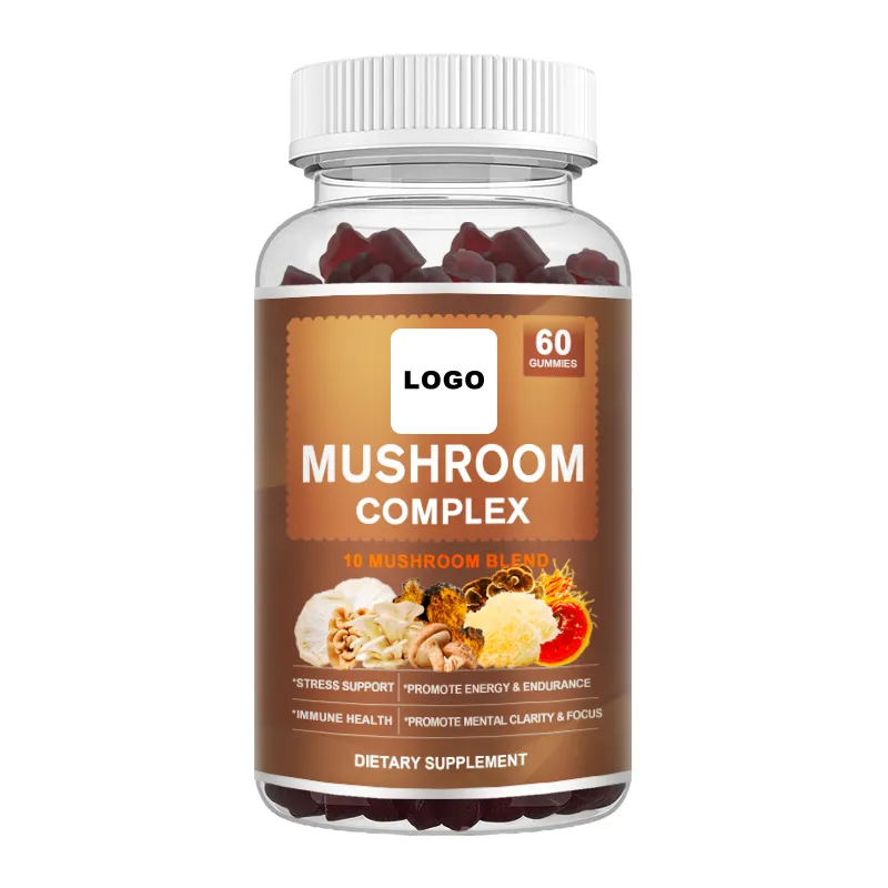 Vegan Halal Lions Mane and Cordyceps Mushroom Extract Gummies Brain Booster for Cognitive Health and Memory Support