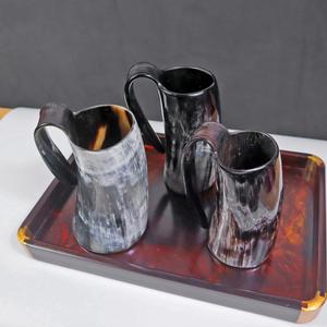 Taza de cuerno para beber tallada vikinga personalizada hecha a mano altamente pulida para vino y cerveza hecha con cuerno natural de la India - Product Image 4