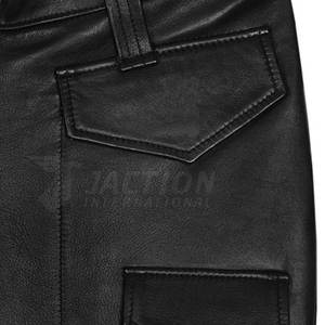 Ropa informal de calle para hombre, pantalones de cuero de alta calidad con cierre elástico a media cintura, tela de lona de Color sólido - Product Image 6