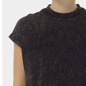 Top corto lavado con ácido transpirable, camisetas para mujer, tops cortos de cuerpo corto para mujer, camisetas de bebé en blanco de gran tamaño, camisetas recortadas - Product Image 3