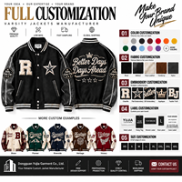 Blouson universitaire personnalisé pour homme, commande en gros, avec logo patch chenille, bordure côtelée rayée et manches en cuir noir