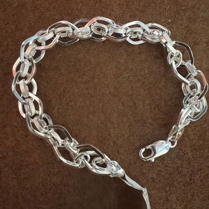 Charmant Vintage 925 Argent Homme et Femme Bracelet Fine Chaîne & Lien Bracelet pour Cadeau Fête ou Mariage - Product Image 1