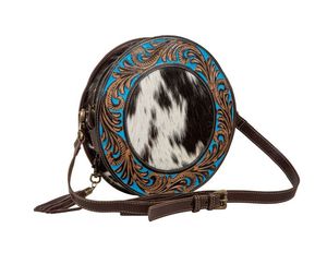 Sac bandoulière en cuir véritable pour femme, style bohème personnalisable, tendance, avec pompon et motif floral western, travail artisanal - Product Image 2