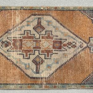 Vintage Turkish Small Rug 1.3x2.9 ft, <b>Brown</b> Animal Print Rug <b>Wool</b> - Product Image 3