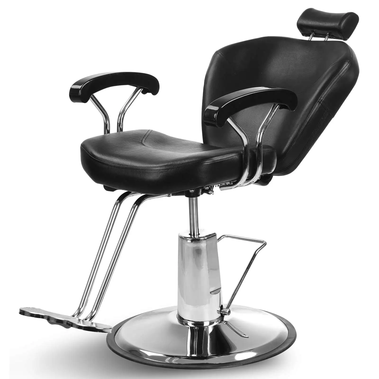 Chaise de salon de coiffure noire et dorée durable sur mesure fauteuil de barbier vintage de luxe pour salon de coiffure