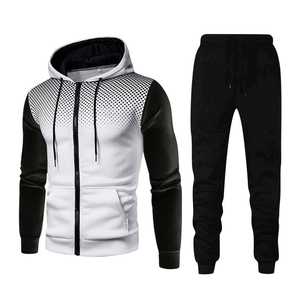 Chándal de lana para gimnasio para hombre, conjunto de dos piezas de ajuste personalizado con Sudadera con capucha y pantalones para correr, mezcla de algodón para deportes y estilo diario - Product Image 5