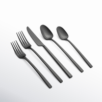Ensemble de couverts écologiques en acier inoxydable 5 pièces, poli miroir, cuillère, couteau, fourchette, réutilisables, pour l'extérieur, au prix le plus bas