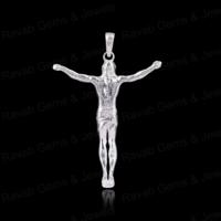 Crucifix catholique en argent sterling plaqué rhodium fait main, croix religieuse de Jésus, pendentif de foi chrétienne, bijoux fins, cadeau