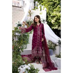 Ensemble de costume en tissu lawn brodé pour femmes MEHMAL, collection MBN-01-MELIGEND - Product Image 3