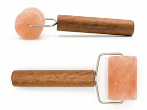 Rouleau de massage en sel rose de l'Himalaya naturel avec manche en bois, sel détoxifiant, rouleau pour le visage et le corps, bien-être et thérapie - Product Image 4