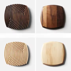 La mejor calidad posavasos redondo marrón café desayuno plato posavasos de madera posavasos de nogal por Crescent Crafts - Product Image 2