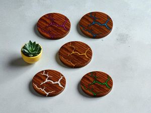 Ensemble de sous-verres en bois et résine époxy très demandé, sous-verres en bois et résine, tapis et coussinets à café de Quality Enterprises - Product Image 5