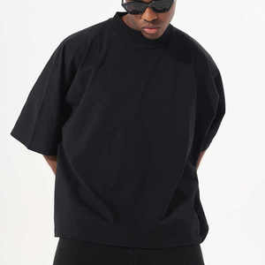 Custom Logo <b>Cropped</b> Men's 100% Cotton Oversized <b>T</b>-<b>Shirt</b> High Street Style Boxy <b>Fit</b> 220-350 Grams Knitted Fabric - Product Image 2