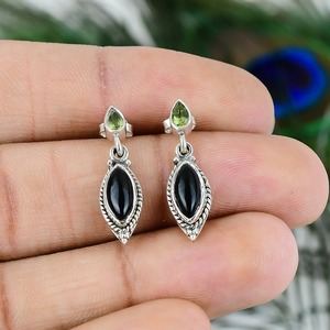 Black <b>Onyx</b> Gemstone Handmade 925 Sterling Silver Stud <b>Earrings</b> for Women Fashion Stud <b>Earrings</b> With 925 Stamp Silver Jewelry - Product Image 2