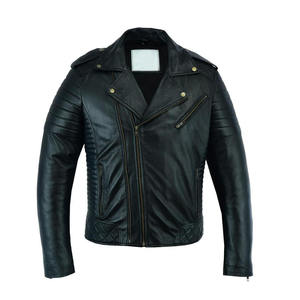 RTS Hombres Biker Piel de oveja genuina Vintage Chaqueta de bombardero con capucha Classic Regular Fit Venta al por mayor Invierno Elegante 1 MOQ - Product Image 1