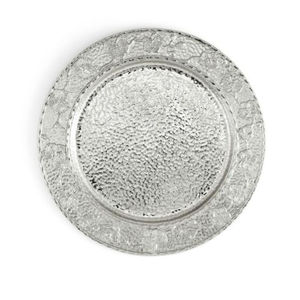Assiettes de service en métal avec motif floral en relief fait à la main pour les hôtels, les restaurants, les banquets, accessoires de table en argent de luxe - Product Image 1