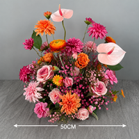 Arrangement floral romantique le plus vendu pour la décoration de réception de banquet, centre de table artificiel pour mariage