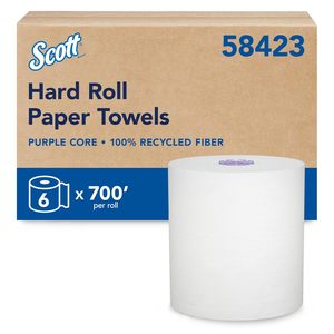 Scott Essential Hard Roll <b>Paper</b> Towel, 8" x 700 ft, 1-Ply White Recycled, 6 Rolls/Case (58423) - Product Image 1