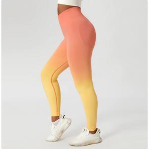 Venta al por mayor de diseño personalizado de las mujeres gimnasio Yoga Leggings alto Nylon Spandex activo pantalones de chándal elástico bolsillo invierno estampado cordón - Product Image 2