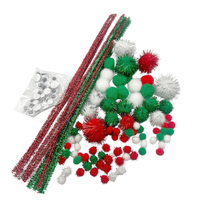 Xmas trang trí kết hợp vật liệu POM poms googly mắt và Chenille thân cho kỳ nghỉ DIY Craft Bộ dụng cụ giáng sinh thủ công Bộ dụng cụ - Product Image 1