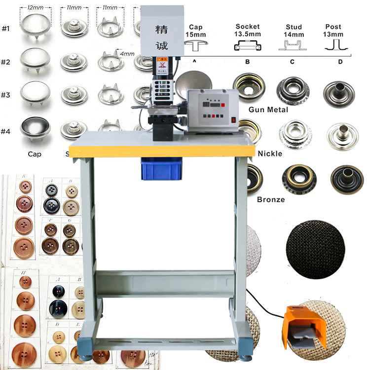 Botão de plástico para fabricação de máquinas têxteis, chaveiro de tecido metálico e plástico para vestuário, máquina de vestuário