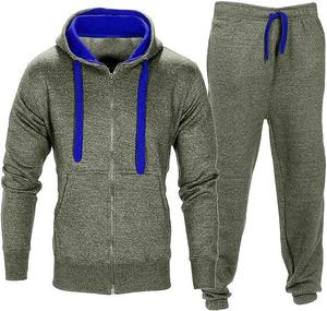 Conjuntos deportivos informales para hombre Sudadera con capucha y cremallera de alta calidad y chándal personalizado Patrón sólido de algodón 100% para deportes de invierno - Product Image 1