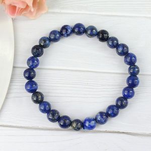 Bracelet en perles rondes de 8 mm en lapis-lazuli naturel pour la sagesse, la confiance et la clarté mentale - Cadeau religieux - Product Image 2