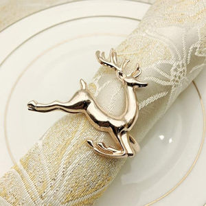 Anneau de serviette en argent de qualité exclusive, porte-serviettes en forme de renne avec un design avantageux pour la décoration de table de mariage - Product Image 2