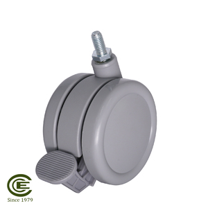 Twin Wheel Caster 75mm Nylon Swivel Rigid <b>Threaded</b> Stem Mounting for Furniture - Product Image 3