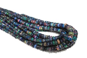 AA Grade Natural Ethiopian Opal Beads Multi <b>Fire</b> Welo Opal Smooth Rondelle 3-5mm Black Opal Strand Third Party Appraisal for - Product Image 4