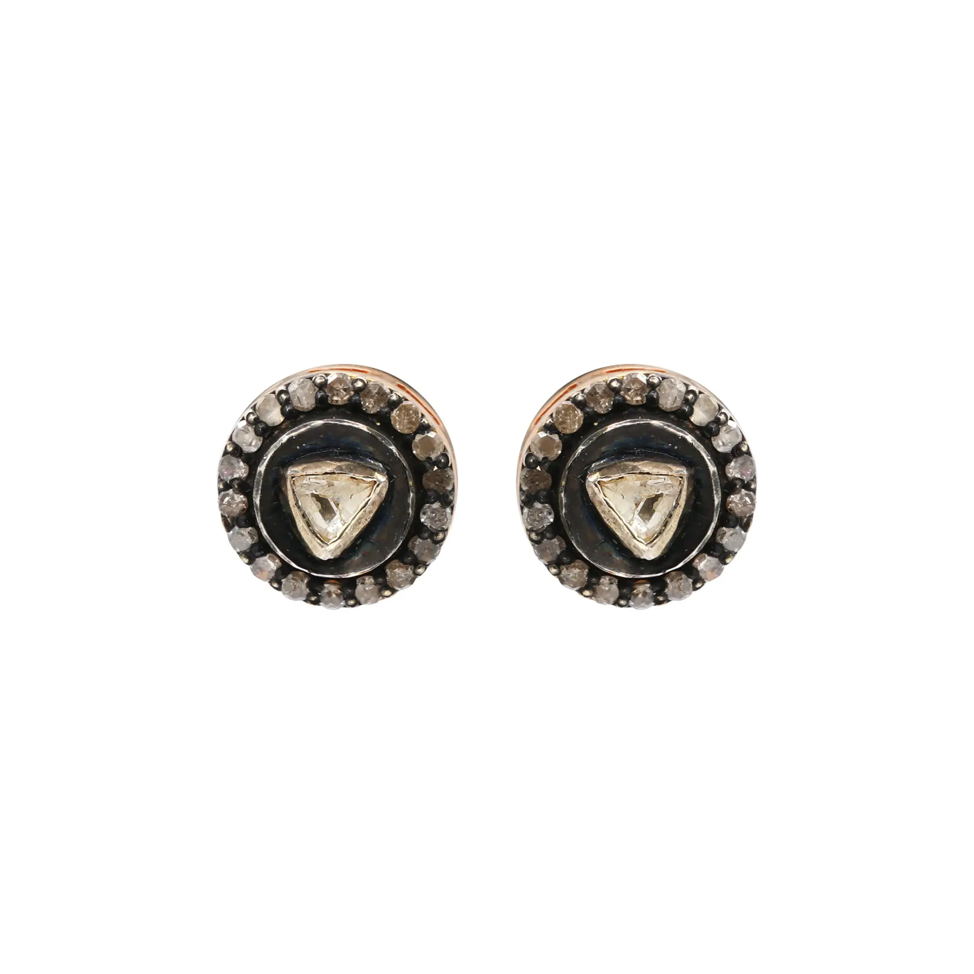 Charmante Ronde Delicate Natuurlijke Polki Diamanten Oorbellen Voor Vrouwen 925 Sterling Zilveren Studs Perfect Eerste Verjaardag Cadeau