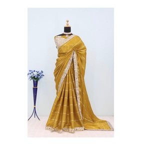 นักออกแบบบอลลีวูดผ้าไหมหนักชุดส่าหรีพื้นเมืองแบบดั้งเดิมเสื้อเบลาส์แฟนซี - Product Image 1